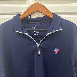 F&G Tech Golf 1/4 Zip Long Sleeve Pullover Navy Blue Shirt Men's Size XL